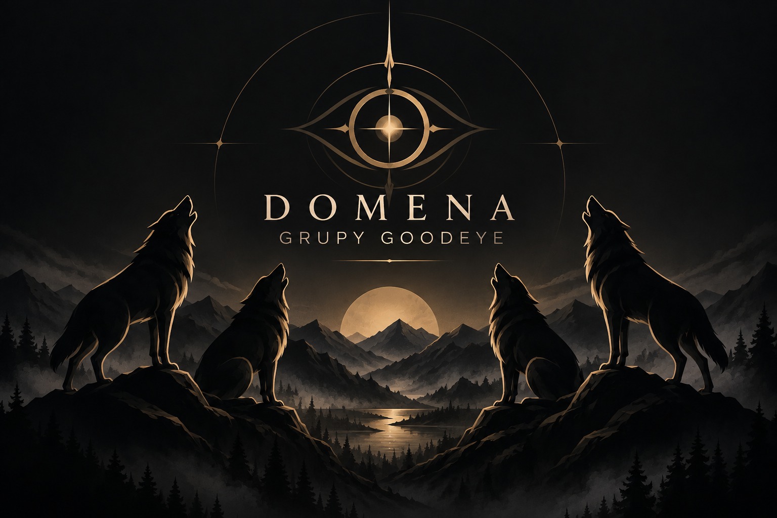 Wilki wyjące do księżyca na tle gór – Domena Grupy GoodEye